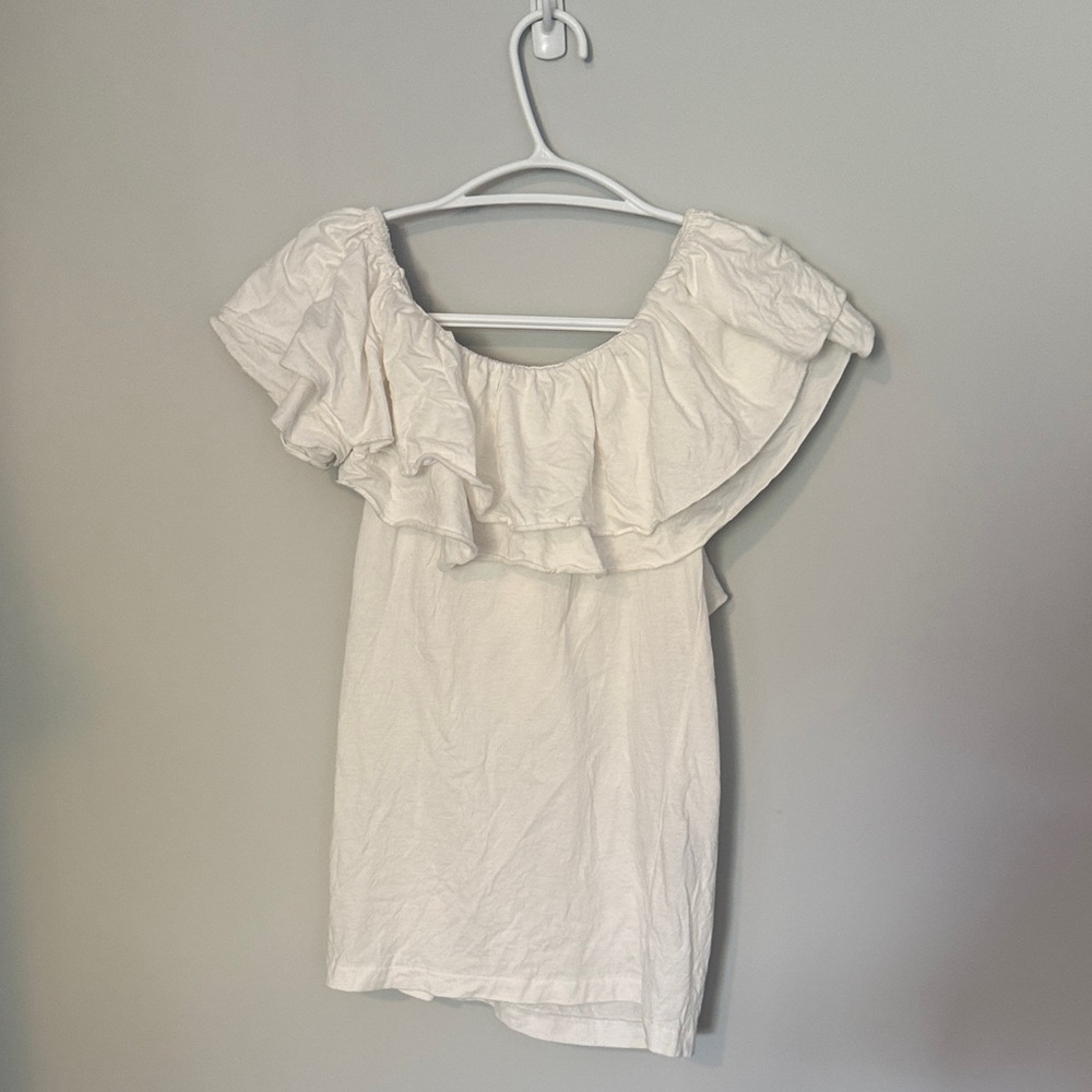 Ralph Lauren White Ruffle Short Sleeve Top